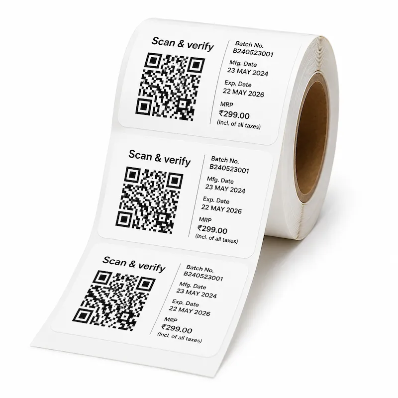 Batch coding MRP, EXP printed high quality labels